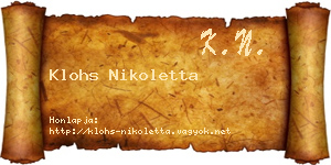 Klohs Nikoletta névjegykártya